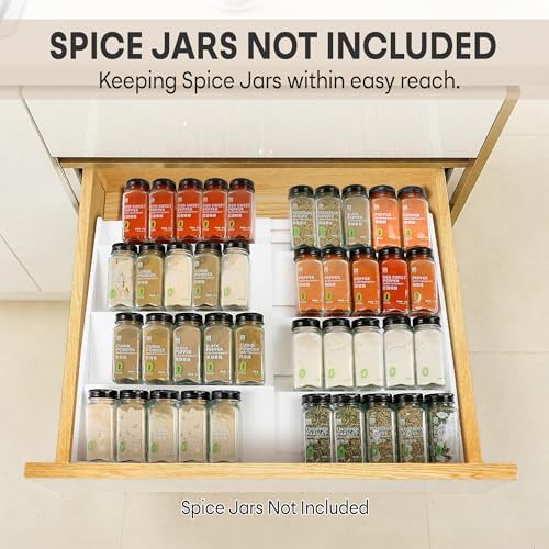 Bamboo Spice Drawer Organizer, 4-Tier Spice Rack for Cabinet - Image 3
