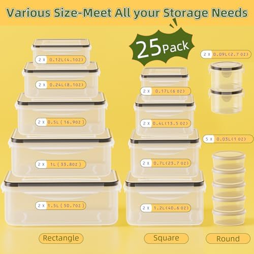 50 PCS Food Storage Containers with Lids Airtight (25 Lids & 25 Containers) - Image 2