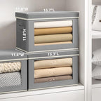 Homsorout Storage Bins with Lids, 4 Pack Large Storage Cubes with Window, Closet Bins with Lids & Handles, Fabric Box for Organizing Clothes, Towels, Books, Grey - Image 2