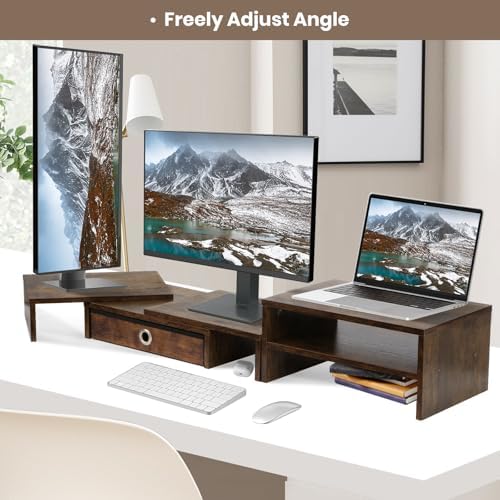 Monitor Riser for 3 Monitors, Angle Adjustable Monitor Stand with Drawer - Image 7