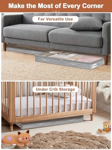 punemi Low-Profile Under Bed Storage Containers, 20 x 40 x 3 in, 4 Pack - Image 7