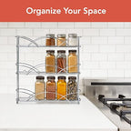 Spectrum 3 Tier Spice Rack Organizer Chrome Countertop Wire Shelf Spice Rack for Contemporary Kitchen Pantry Cabinet, Organize Spices with Three Tier Spice Shelf for Kitchen Storage with Wall Mount - Image 2