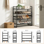 ELYKEN Expandable Shoe Rack for Closet, 4-Tier Metal Black Shoe Organizer - Image 3
