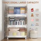 BROVIEW 300Qt Stackable Storage Bins with Lid, Extra Large Closet Organizer Collapsible Drawer Boxes with Wheels, Folding Plastic Cabinet Containers for Home Kitchen Room Organization, 3Pack White - Image 4
