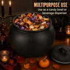 Black Ceramic Cauldron Beverage Dispenser & Candy Bowl With Easy Flow Spigot & Lid / “More Boos Please” Halloween Drink Dispenser Great For Parties, Bars & Daily Use 1.5 Gallon - Image 3