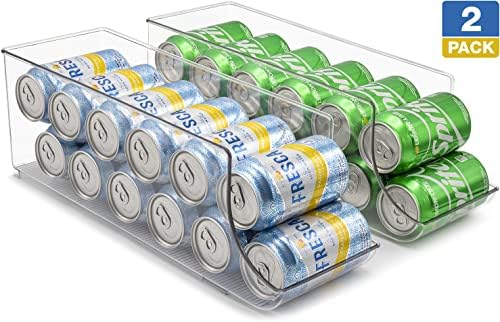 Sorbus Can Dispenser for Refrigerator - 12 Can Fridge organizer Rotation System Rack - Clear Soda Can Organizer for Refrigerator, Freezer & Pantry - Great for Kitchen Organization & Storage (2-Pack) - Image 7