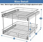LOVMOR 2 Tier Individual Pull Out Cabinet Organizer 20" W x 18" D, Slide Out Kitchen Cabinet Storage Sliding Shelves - Image 3