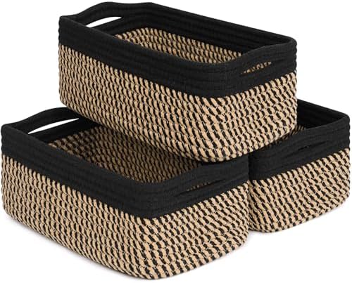Goodpick 3Pack Wicker Storage Baskets for Closet, 11 x 7 x 4.5 by Goodpick