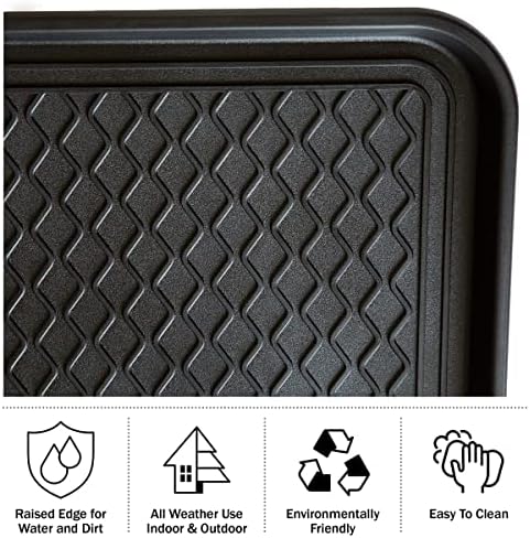All Weather Boot Tray Set - Set of 4 Large Water-Resistant Plastic Utility Shoe Mats for Indoor and Outdoor Use in All Seasons by Stalwart (Black) - Image 4