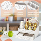 Marsui Wood Paper Plate Dispenser for Countertop, White - Image 3