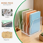Clear Acrylic Magazine File Holder, 4 Compartment Desk Organizer - Image 4