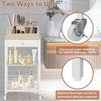 Makeup Organizer Cart, Removable Display Case, White and Natural - Image 4