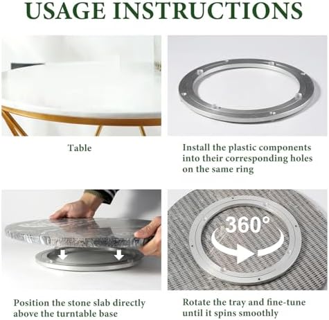 Koville 16'' Luxurious Natural Marble Lazy Susan Marble Turntable for Kitchen Dinning, Lazy Susans Organizer for Cabinet, Serving Rotation Spinning Tabletop Organizer Swiveling, Spice Rack Storage - Image 4