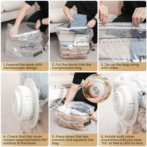 TAILI 8 Pack Cube Vacuum Storage Bags, Medium Size (25x19x11 inch), Clear - Image 5