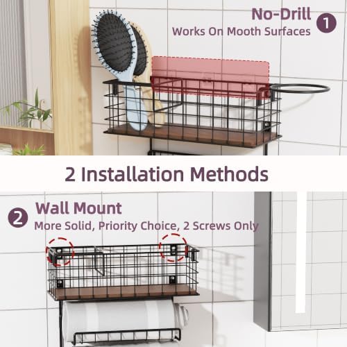 3-Tier Wall Mounted Hair Tool Organizer, Matte Black - Image 4