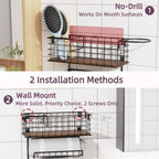 3-Tier Wall Mounted Hair Tool Organizer, Matte Black - Image 4
