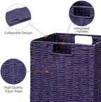 Vagusicc Wicker Storage Basket, Set of 2 Hand-Woven Wicker Basket, 11 inch Storage Basket, Foldable Cube Storage Organizer Bins, Storage Baskets for Organizing Shelves Decor, Purple (11″×11″×11″) - Image 2
