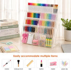 Acrylic Pen Pencil Holder for Desk With 25 Compartment Desk Organizers and Accessories,Durable Material Can Hold Pen Brush Cosmetic Scissor Clip Tape staplers Fit Home Office School(5 Tier) - Image 5