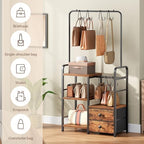 HOOBRO 3-Tier Tall Purse Organizer with Hooks & Drawers - Image 5