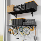 Jusgym 2 Pack Wall Mounted Garage Shelving with 8 Hooks, 1.5x4ft, 500lbs by Jusgym