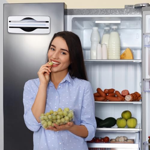 DICOSMETIC 1Pc Plastic Wrap Cutter Aluminum Foil Dispenser Cutter 2 in 1 Wrap Organizer Reusable Cling Film Slide Cutters Black Food Wraps Cutters Dual-Slot Multifunctional for Wax Paper - Image 5