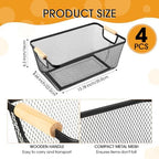 Ziliny 4 Pcs Mesh Wire Baskets for Organizing, Large, Black - Image 2