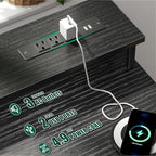 Korfile 55 Inch Gaming Computer Desk with Power Outlets,LED,5 Drawers,Black - Image 4