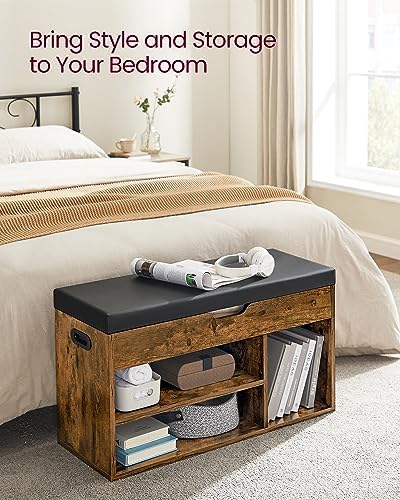 VASAGLE Storage Bench with Cushion, Shoe Bench,11.8 x 31.5 x 17.3 Inches - Image 4