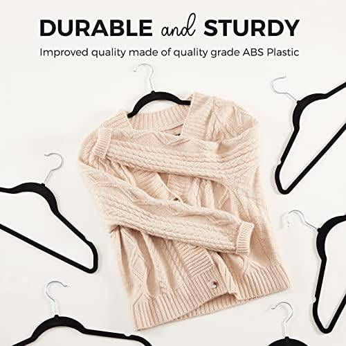 HOUSE DAY Premium Velvet Hangers, Non-Slip Flocked Felt, Sturdy Coat & Suit Hangers for Closet Space Saving (100 Pack, Black) - Image 3