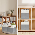 SNWDN 4 Pack Collapsible Fabric Storage Baskets with Handles (White/Grey 11x11x11 Inches) - Image 6