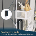 Consumest Over The Door Hooks Organizer - 3 Tier Door Hanger with 9 Coat Hooks & 2 Mesh Basket, Back Storage Organizer Hanging Towels for Bathroom, Bedroom, White - Image 2