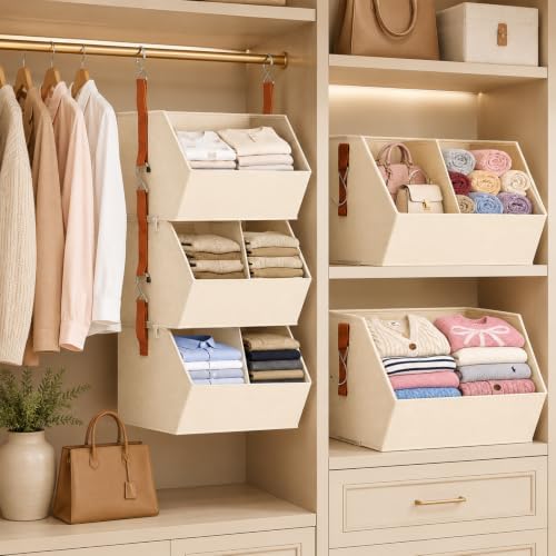 UFORU 3-Tier Hanging Closet Organizer with Dividers for Dorm & Bedroom - Image 7