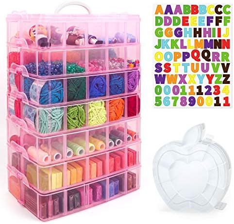Inscraft 7 Tier Craft Storage Boxes with Compartments, 70 Adjustable Plastic Organiser Storage Boxes for Crafts, Beads, Screw, Washi Tap, Stackable Storage Sorting Box for Toys, Crafts, Art Supplies by INSCRAFT