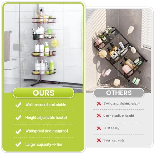 Standing Corner Shower Caddy - Rustproof Bathroom Shower Stand Shelf - Image 5
