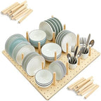 Wooden Pegboard Drawer Organizer for Kitchen - 3 Pack Adjustable Drawer Organizer with 24 Pegs Wooden, Drawer Organizer Kitchen Utensils, Wood Drawer Organizers for Kitchen Countertops & Deep Drawe by Unknown