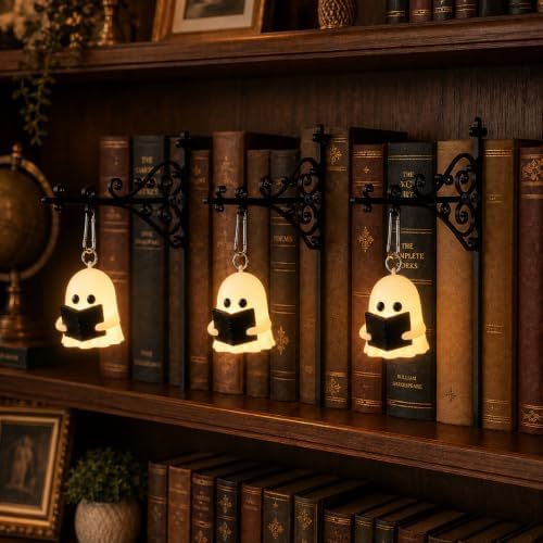 3-Pack Ghost Vintage Hanging LED Book shelf Lights with Bookend-Style Base by Unknown