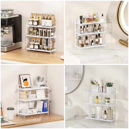 Bathroom Counter Organizer, Makeup Organizer Countertop Rack, 3 Tier, White - Image 6