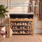 Solid Wood Shoe Bench, 31.5” Shoe Rack for Entryway Storage - Image 5