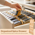 EDELHAUS Bamboo Spice Drawer Organizer, Expandable 4 Tier Spice Rack - Image 5