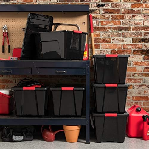 IRIS USA 6-Pack 54 Quart Storage Bins with Lids, Black - Image 3