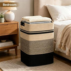 Laundry Hamper, Cotton Rope Laundry Basket with Leather Handles, 25.1-Gallon/95 L Large Clothes Hampers for Laundry, Woven Laundry Baskets for Blankets, Clothing, Bedroom, Living Room, Nursery - Image 2