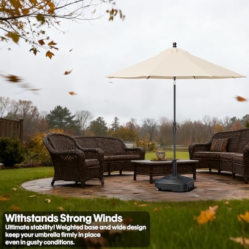 Patio Umbrella Base with 5 Wheels, Max 145lb Fillable Umbrella Stand - Image 6