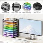 Cawukege 9 Tier Paper Organizer with Handle, Black Large Capacity Desk Organizer Mesh File Folder Letter Paper Tray Desktop Document Sorter for Classroom, School, and Office Accessories Organization - Image 4