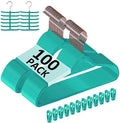 VECELO Premium Velvet Suit Hangers Heavy Duty (100 Pack) - Non Slip & Space-Saving Clothes Hangers with 12 Finger Clips and 2 Tie Rack Excellent for Men and Women (Teal) by VECELO