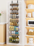 Delamu 9 Tier Over The Door Pantry Organizer, Pantry Organization and Storage, Hanging Spice Rack for Pantry Door Organizer, Metal Pantry Door Shelves for Kitchen Bathroom Laundry Room,15.3" Black by DELAMU