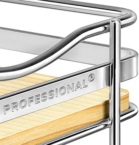 LYNK PROFESSIONAL® Élite™ Pull Out Spice Organization for Cabinets - 4-3/8 inch Wide – Spice Rack for Inside Cabinets – Wood/Chrome - Sliding Spice Rack Organizer for cabinet – Spice Rack - 2 Tier - Image 6