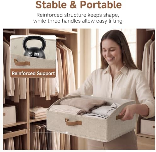 StorageWorks Closet Organizer Bins Trapezoid, Brown&Beige, Large, 3-Pack - Image 4