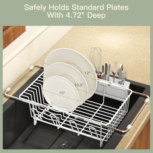 MAJALiS White Expandable Dish Drying Rack Over Sink with Anti-Slip Grip - Image 7