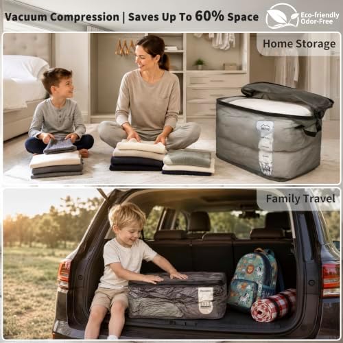 ONTYZZ 2 Pack Home Vacuum Bags Space Saver Compression Domestic Vacuum Sealer Bags for Clothes, Comforters, Blankets, Bedding - Image 4