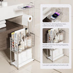 SWTYMIKI Freestanding Toilet Paper Holder - 4-Tier Free Standing Toilet Paper Holder Stand with Large Basket, Stand Mega Roll Storage Rack for Extra Rolls, Magazines, Wet Wipes, Silver - Image 2